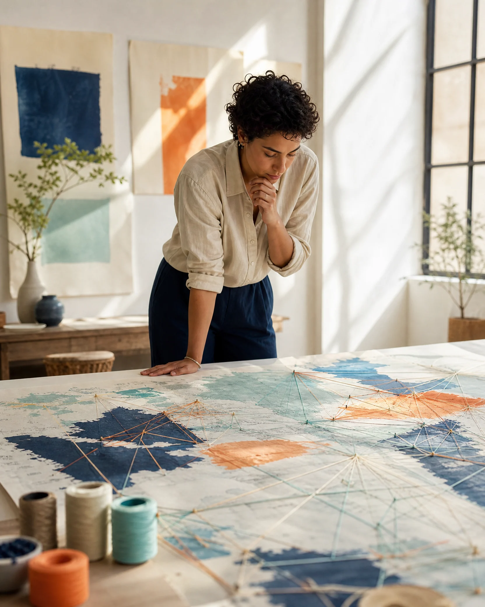 Analyst examining a pattern print